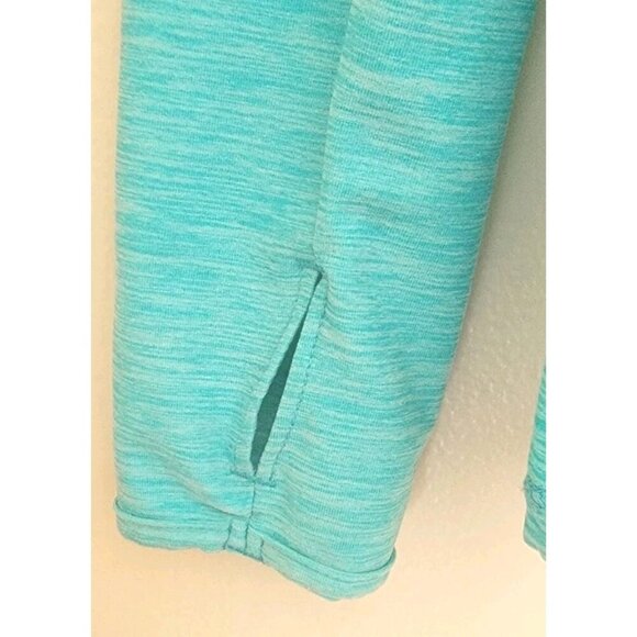 Danskin Now Hooded Blue Green Dri More Light Thermal Pullover Small Ruched Thumb - Picture 3 of 9